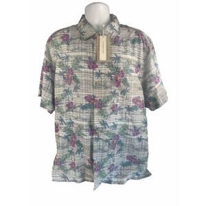 Tommy Bahama Men’s Island Zone Coconut Point Hawaiian Button Up Shirt Gray XL